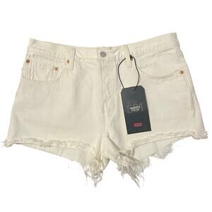 Levi’s Women's 501 Signature High Rise Denim Jean Shorts Button Fly sz 31 Cream